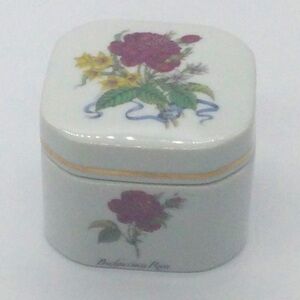 Vintage floral rose porcelain vanity jar trinket box Japan Bulgarian powder
